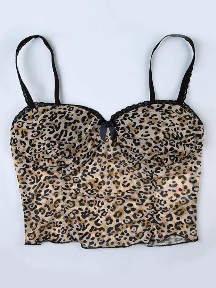 leopard-print-bow-lace-splice-cami-top-5 Leopard Halter Cami Top for Summer Outfits