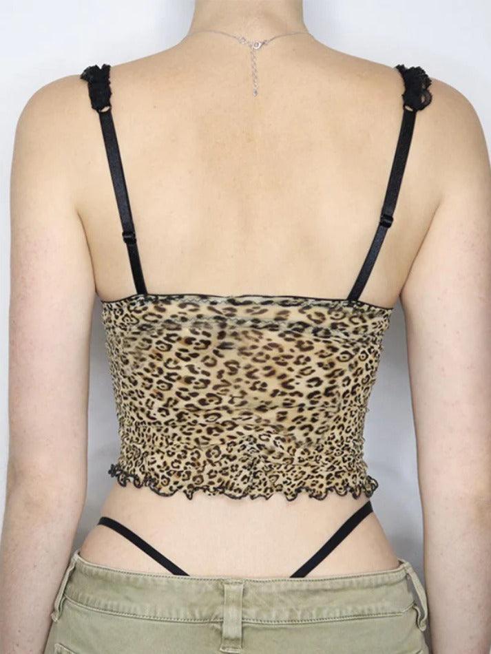leopard-print-bow-lace-splice-cami-top-3 Leopard Halter Cami Top for Summer Outfits