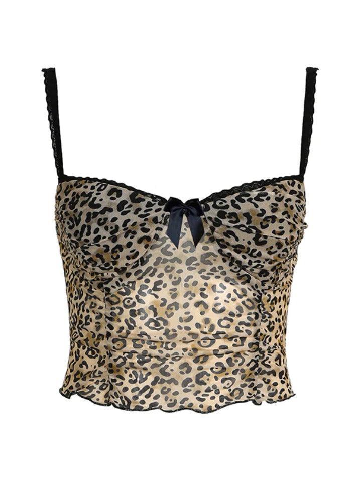 leopard-print-bow-lace-splice-cami-top-4 Leopard Halter Cami Top for Summer Outfits