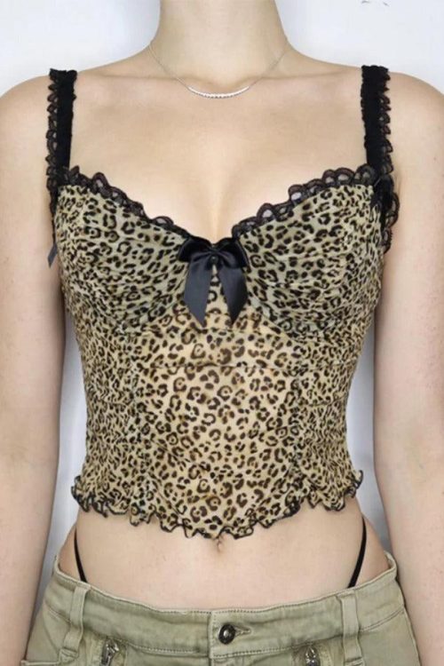 Leopard Halter Cami Top for Summer Outfits