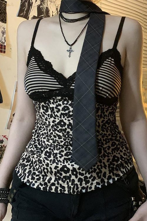 Leopard Halter Cami Top for Summer Outfits