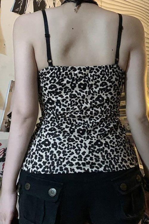 Leopard Halter Cami Top for Summer Outfits