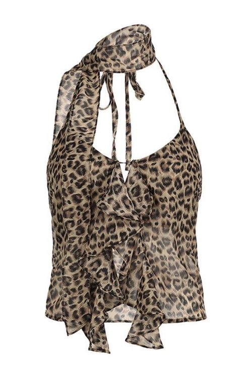 Leopard Halter Cami Top for Summer Outfits