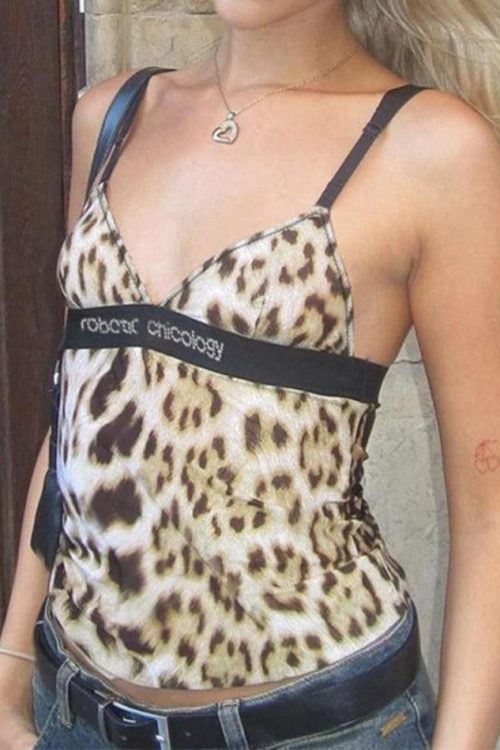 Leopard Halter Cami Top for Summer Outfits