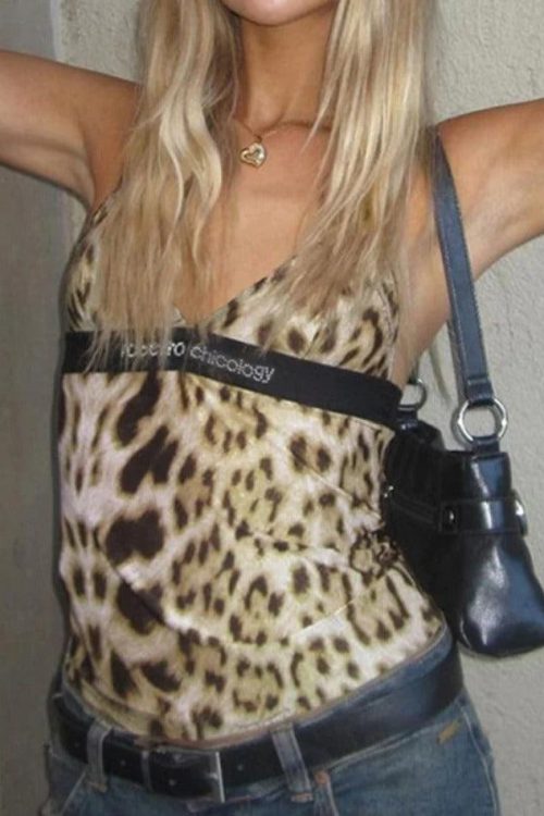 Leopard Halter Cami Top for Summer Outfits