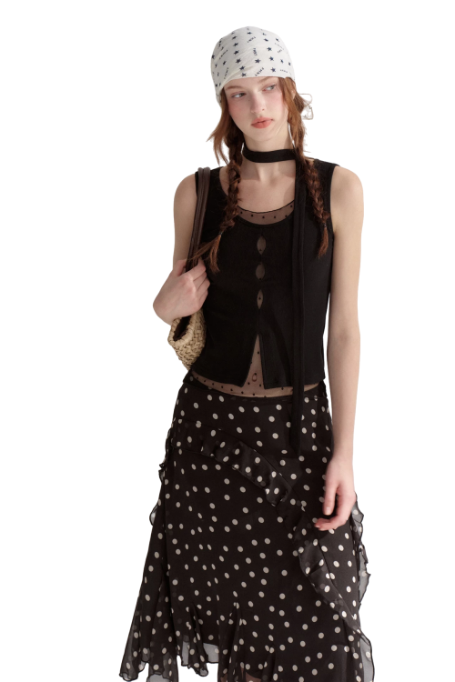 ribbed-elastic-dot-mesh-sleeveless-top-1