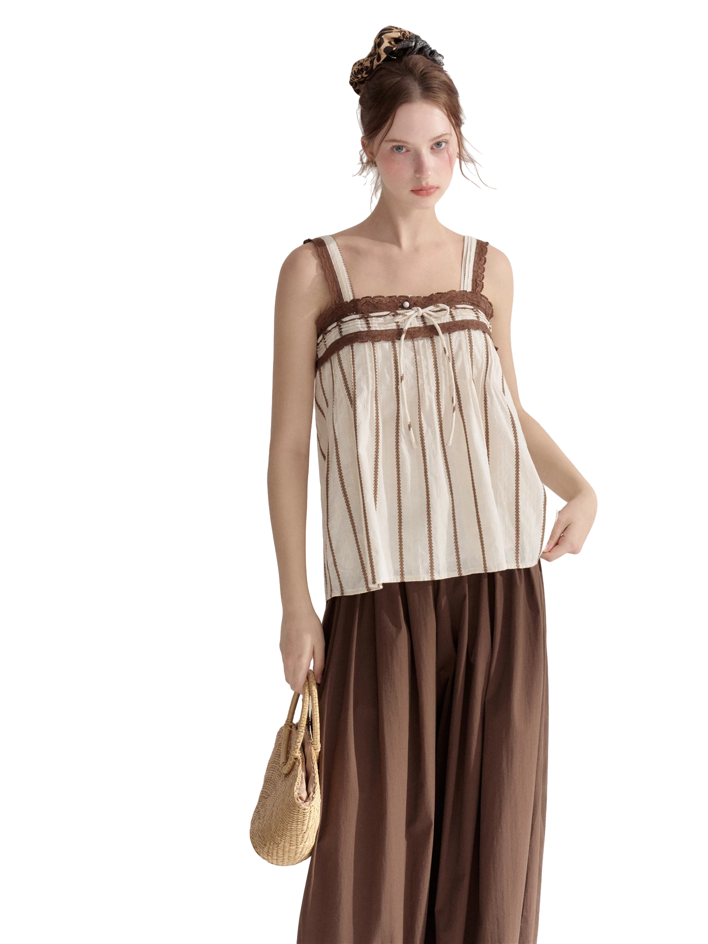 striped-lace-trim-tie-front-camisole-2 striped-lace-trim-tie-front-camisole-2