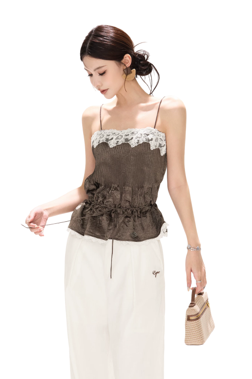 south-france-holiday-contrast-lace-trim-ruffle-camisole-4
