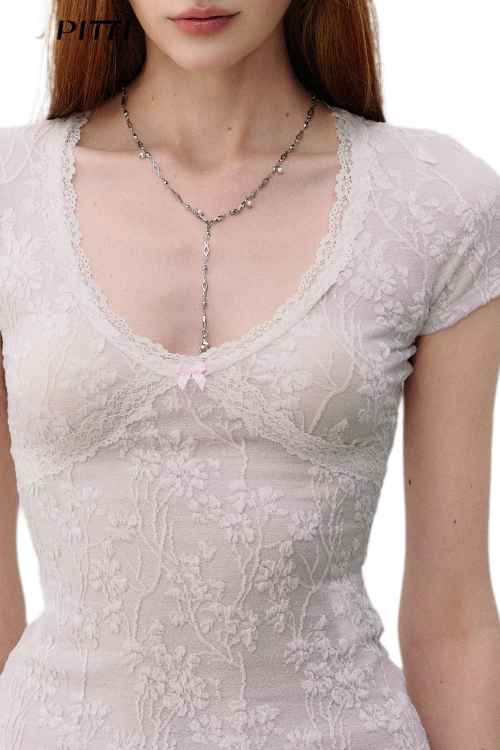 lace-trim-jacquard-v-neck-slim-t-shirt-3