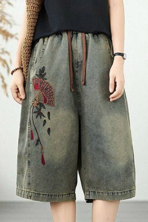 Organic Blue Pockets Patchwork Tie Waist Crop Jeans Outfit Ideas Crop Pants for Organic Blue Pockets Patchwork Tie Waist Crop Jeans outfit ideas