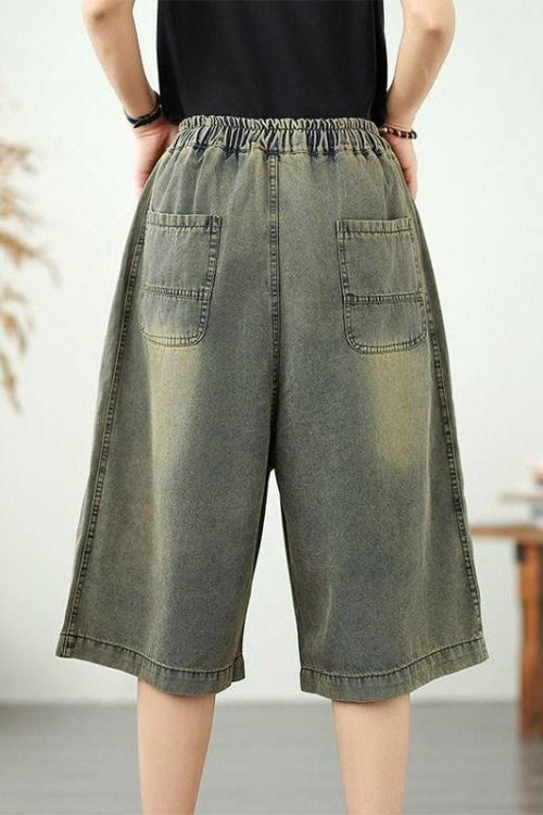Organic Blue Pockets Patchwork Tie Waist Crop Jeans Outfit Ideas Crop Pants for Organic Blue Pockets Patchwork Tie Waist Crop Jeans outfit ideas