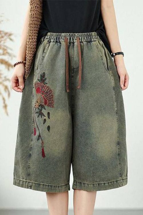 Organic Blue Pockets Patchwork Tie Waist Crop Jeans Outfit Ideas Crop Pants for Organic Blue Pockets Patchwork Tie Waist Crop Jeans outfit ideas