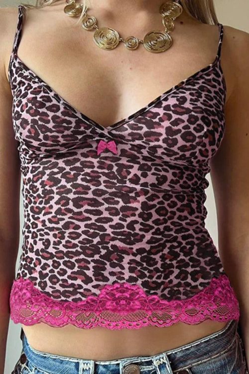 Leopard Halter Cami Top for Summer Outfits