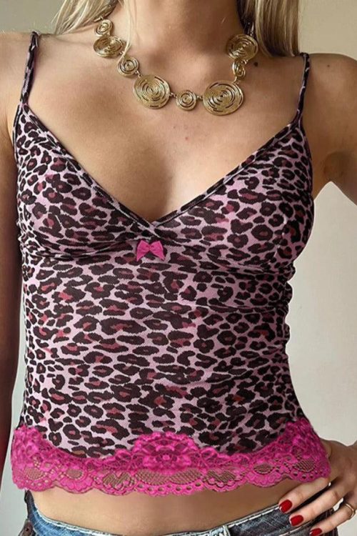 Leopard Halter Cami Top for Summer Outfits