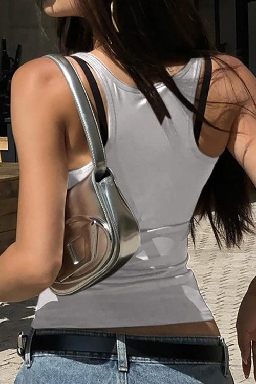 Plain Square Neck Casual Tank Top