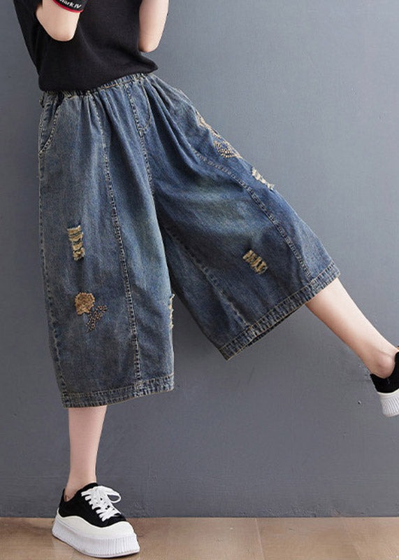 plus-size-blue-embroidered-hole-crop-jeans-outfit-ideas-crop-pants-8fe7a Plus Size Blue Embroidered Hole Crop Jeans Outfit Ideas Crop Pants for Plus Size Blue Embroidered Hole Crop Jeans outfit ideas