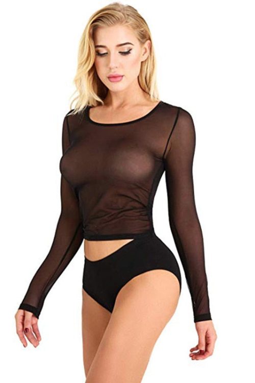 E-Girl Long Sleeve Mesh Top - Black
