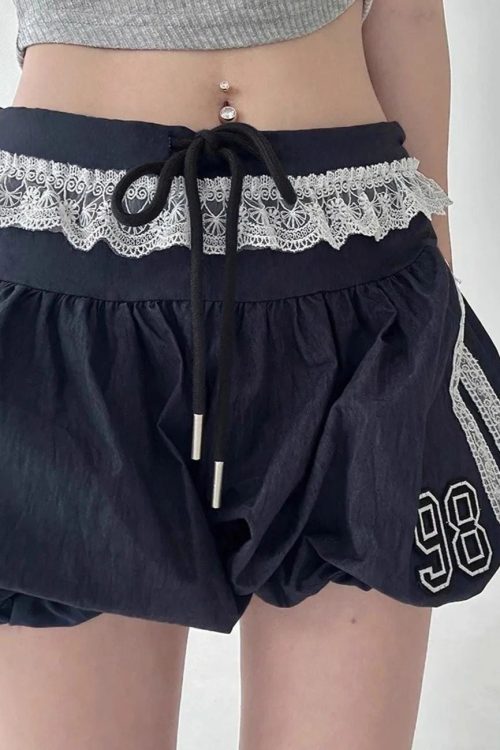Ruffle Lace Stripe Drawstring Shorts Outfit Ideas Shorts for Ruffle Lace Stripe Drawstring Shorts outfit ideas