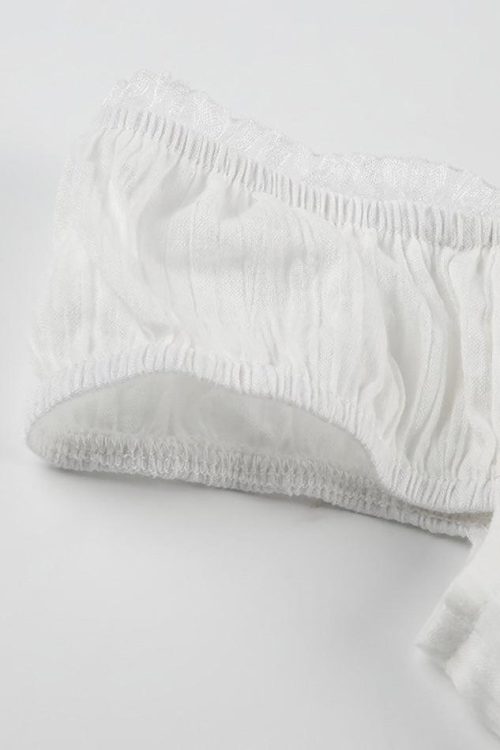 Ruffled-Trim Lace Panel Plain Button-Up Camisole Top