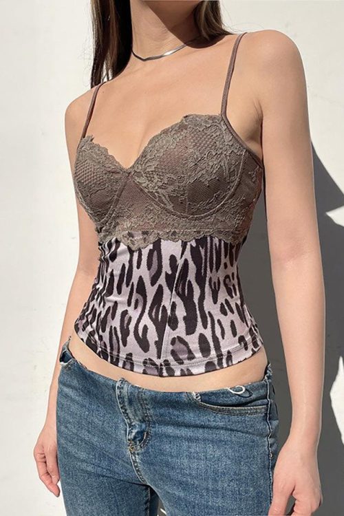 Leopard Halter Cami Top for Summer Outfits