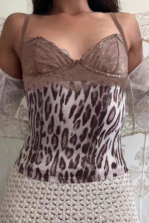 Leopard Halter Cami Top for Summer Outfits