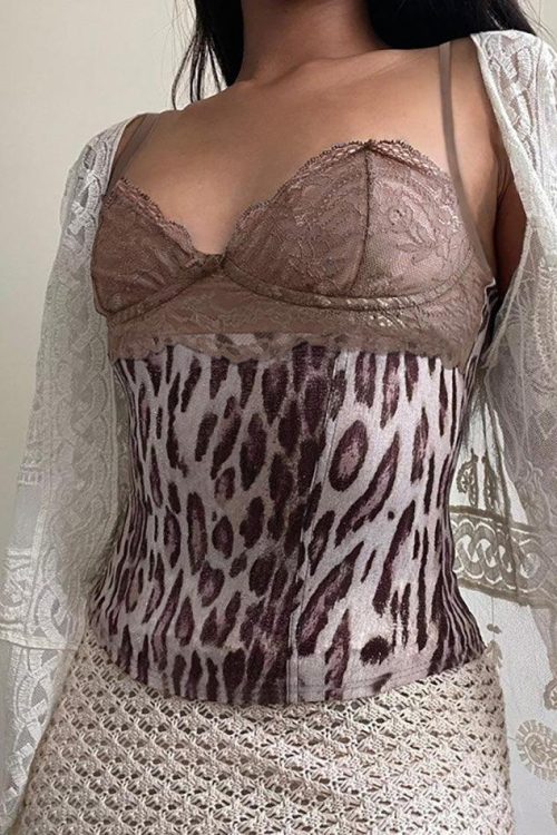 Leopard Halter Cami Top for Summer Outfits