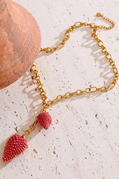 Coquette Strawberry Pendant Necklace for Coquette Strawberry Pendant Necklace
