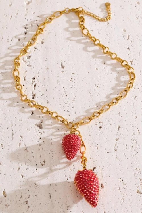 Coquette Strawberry Pendant Necklace for Coquette Strawberry Pendant Necklace