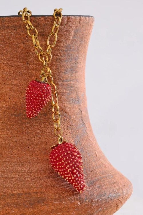 Coquette Strawberry Pendant Necklace for Coquette Strawberry Pendant Necklace