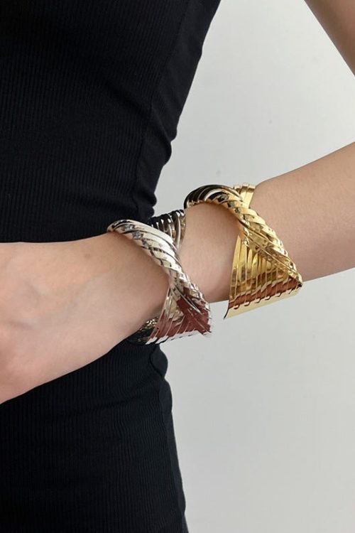 Cross Wrap Irregular Open Bangle for Cross Wrap Irregular Open Bangle