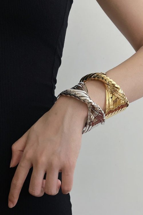 Cross Wrap Irregular Open Bangle for Cross Wrap Irregular Open Bangle