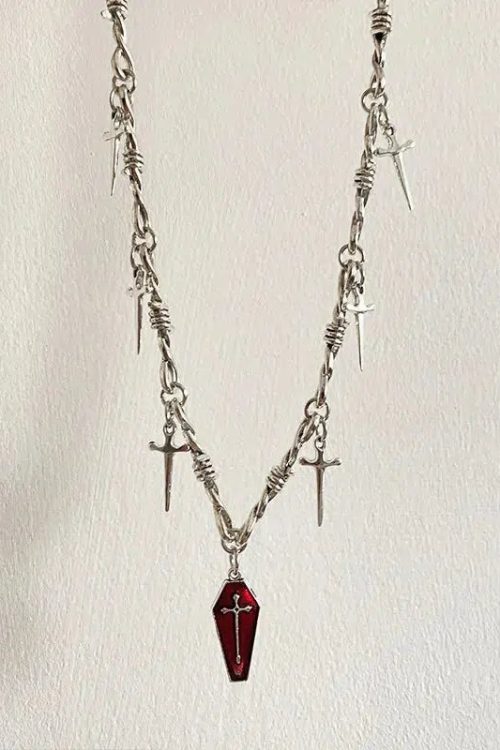 Goth Coffin Swords Pendant Necklace for Goth Coffin Swords Pendant Necklace