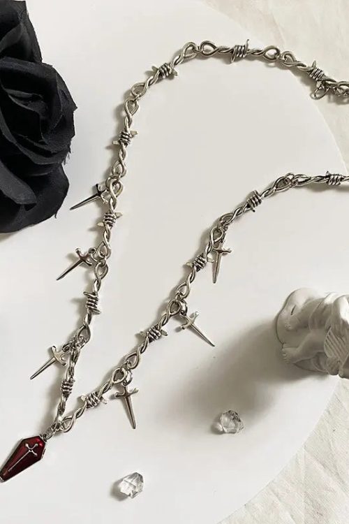 Goth Coffin Swords Pendant Necklace for Goth Coffin Swords Pendant Necklace