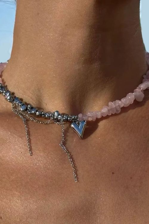 Heart Rose Quartz Necklace Outfit Ideas Necklace for Heart Rose Quartz Necklace outfit ideas