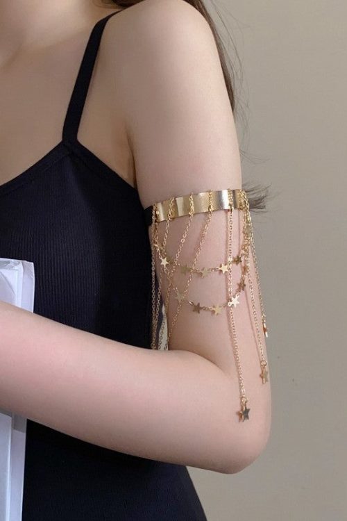 Open Minimalist Chain Tassel Arm Cuff for Open Minimalist Chain Tassel Arm Cuff