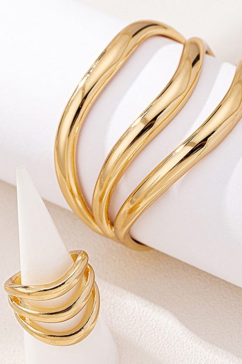 Piece Multi Layer Wave Metal Bangle for Piece Multi Layer Wave Metal Bangle