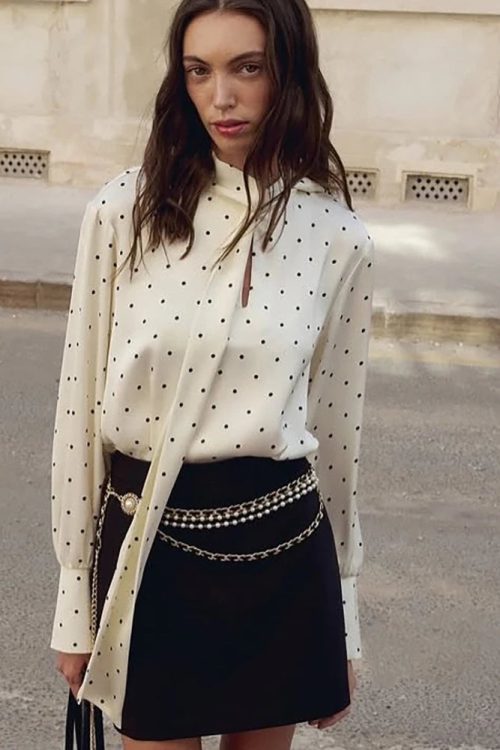 Polka Dot Blouse for Women - Retro Romantic Top for polka dot blouse