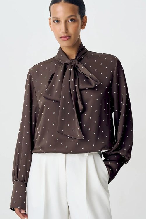Polka Dot Blouse for Women - Retro Romantic Top for polka dot blouse