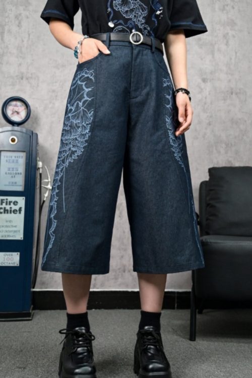 Print Vintage Denim Capri Pants for Print Vintage Denim Capri Pants