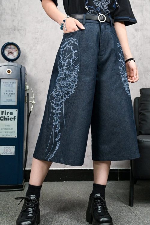 Print Vintage Denim Capri Pants for Print Vintage Denim Capri Pants