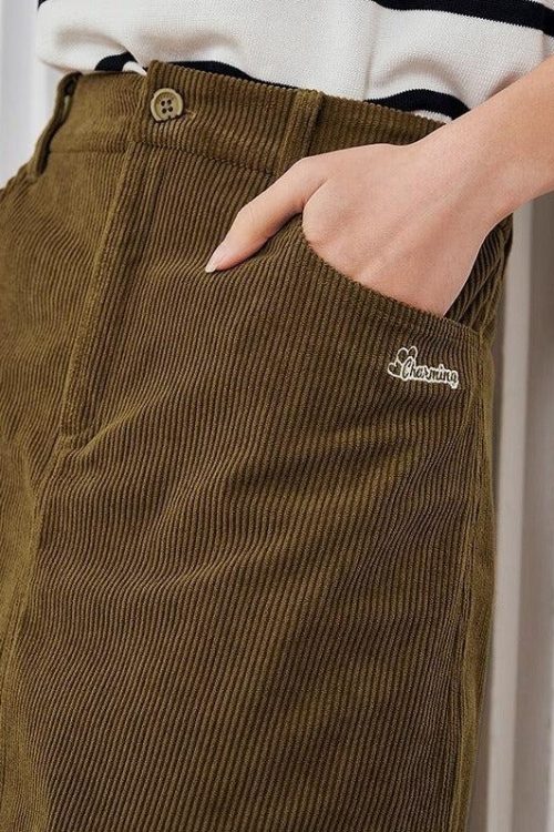 Relaxed Dark Academia Corduroy Mini Skirt for Relaxed Dark Academia Corduroy Mini Skirt