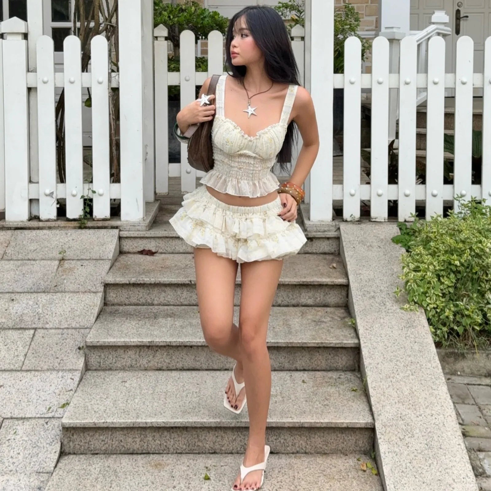 relaxed-floral-ruffle-tank-top-skirt-two-piece-set-13264 Relaxed Floral Ruffle Tank Top Skirt Two Piece Set for Relaxed Floral Ruffle Tank Top Skirt Two Piece Set