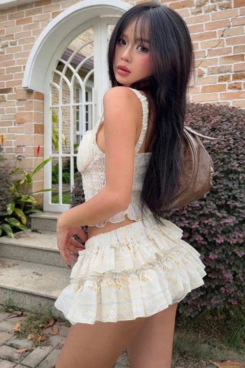 Relaxed Floral Ruffle Tank Top Skirt Two Piece Set for Relaxed Floral Ruffle Tank Top Skirt Two Piece Set