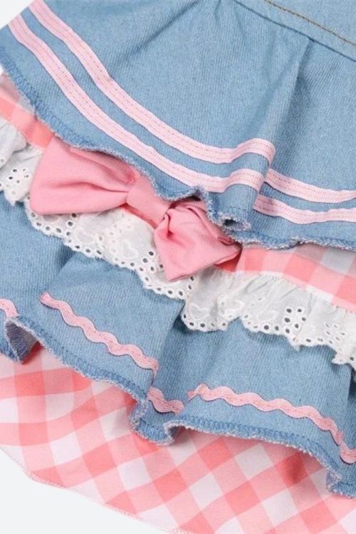 Relaxed Kawaii Layered Denim Mini Skirt for Relaxed Kawaii Layered Denim Mini Skirt