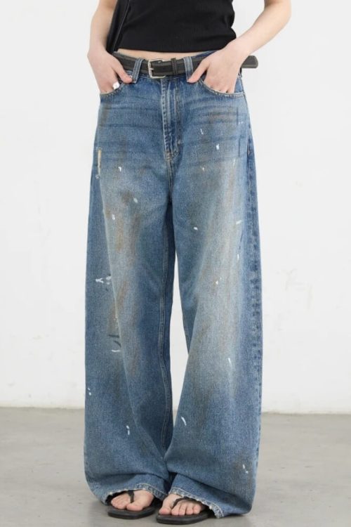 Relaxed Y2K Paint Splatter Jeans for Relaxed Y2K Paint Splatter Jeans