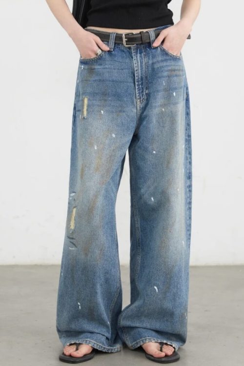 Relaxed Y2K Paint Splatter Jeans for Relaxed Y2K Paint Splatter Jeans