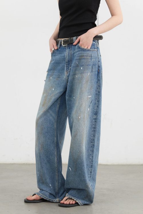 Relaxed Y2K Paint Splatter Jeans for Relaxed Y2K Paint Splatter Jeans