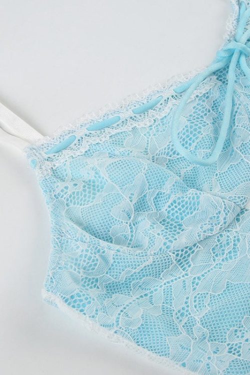 Romantic Knit Lace Patchwork Solid Sheer Cami Top for Romantic Knit Lace Patchwork Solid Sheer Cami Top