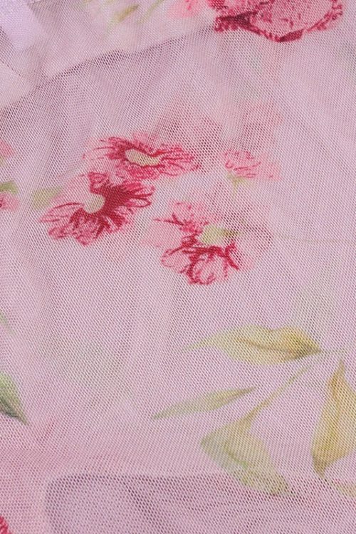 Romantic Sexy V Neck Mesh Floral Print Irregular Ruffle Halter Top for Romantic Sexy V Neck Mesh Floral Print Irregular Ruffle Halter Top