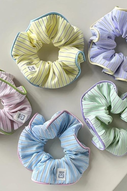 Romantic Soft Girl Striped Scrunchies for Romantic Soft Girl Striped Scrunchies